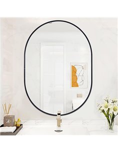 Καθρέφτης επιτοίχιος οβάλ Nextdeco μαύρο μεταλλικό πλαίσιο 50x70εκ.