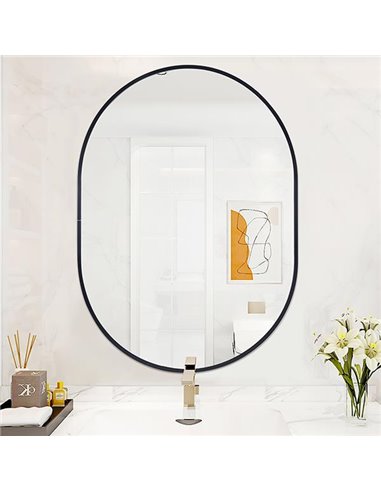 Καθρέφτης επιτοίχιος οβάλ Nextdeco μαύρο μεταλλικό πλαίσιο 60x80εκ.
