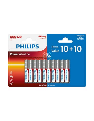 Philips Power Αλκαλικές Μπαταρίες AAA 1.5V 20τμχ - 1150350-0004