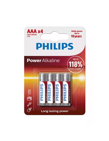 Philips LR03P4B.GRS Power Alkaline Αλκαλικές μπαταρίες υψηλής απόδοσης 4 τμχ AAA