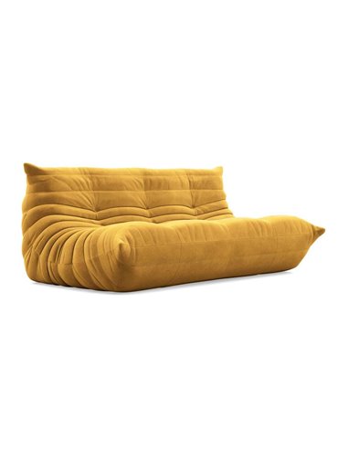 Καναπές-πουφ τριθέσιο από suede  σε κίτρινο χρώμα 174x102x70εκ.