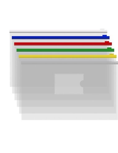 Τσαντάκι διαφανές με φερμουάρ Υ24x33,5εκ. κοκτέηλ 5 χρώματα