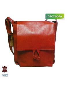 Δερμάτινη τσάντα γυναικεία 26x10x19εκ. κόκκινη