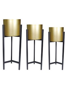 Κασπώ στρογγυλά σετ 3 χρυσό με μεταλλική μαύρη βάση