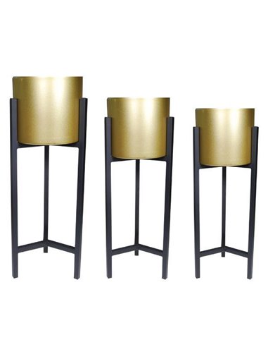 Κασπώ στρογγυλά σετ 3 χρυσό με μεταλλική μαύρη βάση