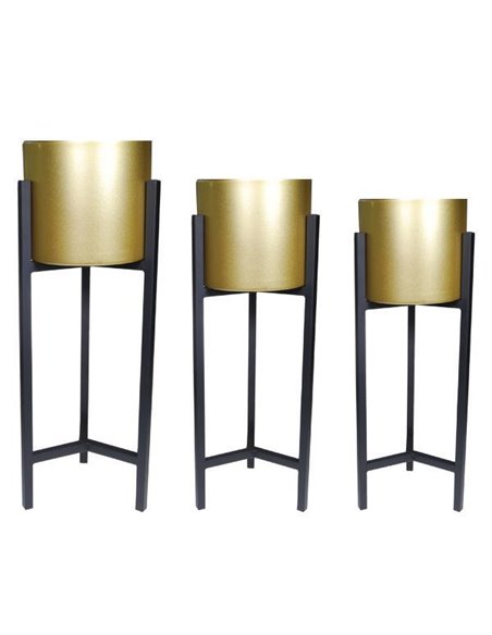 Κασπώ στρογγυλά σετ 3 χρυσό με μεταλλική μαύρη βάση