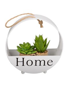 Κασπώ μεταλλικό στρογγυλό HOME λευκό 21,8x8,2x22,4εκ.