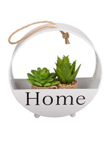 Κασπώ μεταλλικό στρογγυλό HOME λευκό 21,8x8,2x22,4εκ.