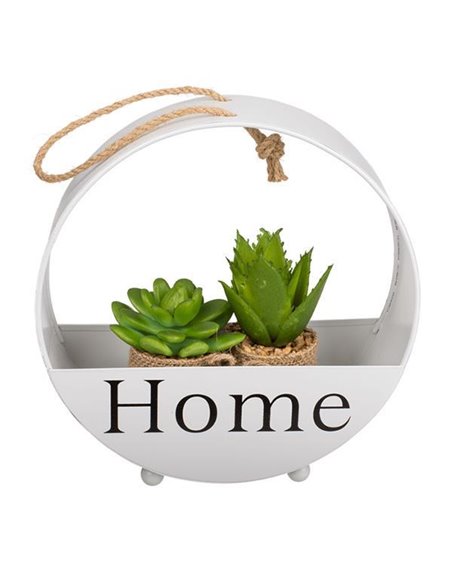 Κασπώ μεταλλικό στρογγυλό HOME λευκό 21,8x8,2x22,4εκ.