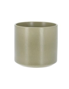 Κασπώ με κυλινδρικό σχήμα από πορσελάνη με πράσινο ματ φινίρισμα Ø11xΥ10εκ.