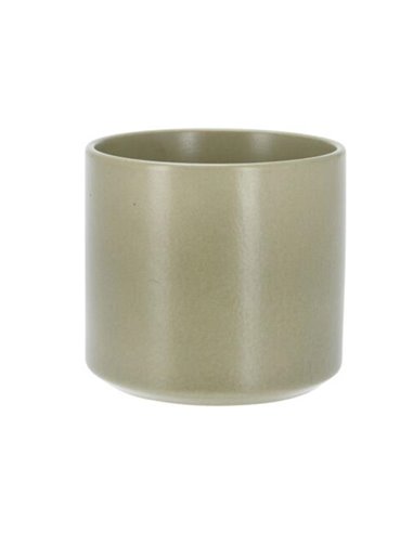 Κασπώ με κυλινδρικό σχήμα από πορσελάνη με πράσινο ματ φινίρισμα Ø11xΥ10εκ.