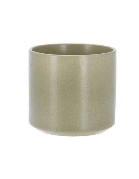 Κασπώ με κυλινδρικό σχήμα από πορσελάνη με πράσινο ματ φινίρισμα Ø11xΥ10εκ.