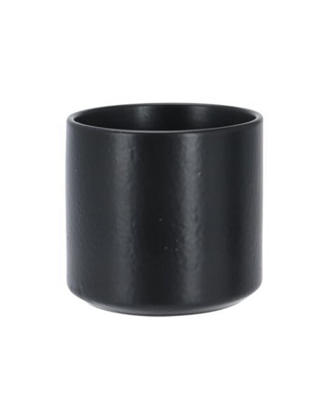 Κασπώ με κυλινδρικό σχήμα από πορσελάνη με μαύρο ματ φινίρισμα Ø11xΥ10εκ.