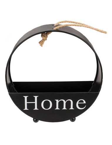 Κασπώ μεταλλικό στρογγυλό HOME μαύρο 21,8x8,2x22,4εκ.