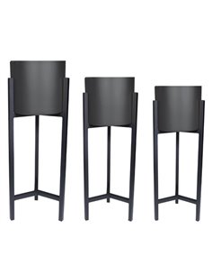 Κασπώ στρογγυλά σετ 3 μαύρο με μεταλλική μαύρη βάση