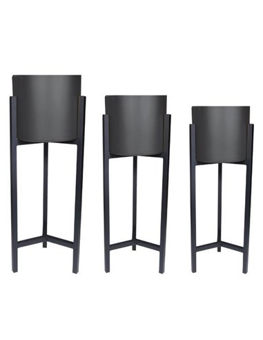 Κασπώ στρογγυλά σετ 3 μαύρο με μεταλλική μαύρη βάση