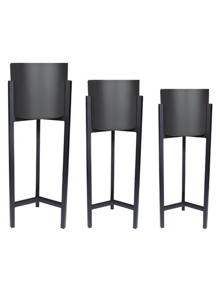 Κασπώ στρογγυλά σετ 3 μαύρο με μεταλλική μαύρη βάση