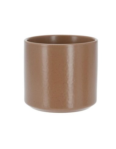 Κασπώ με κυλινδρικό σχήμα από πορσελάνη με καφέ ματ φινίρισμα Ø11xΥ10εκ.