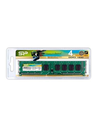 SILICON POWER μνήμη RAM DDR3, 1600MHz PC3-12800, 1.5V, 4GB