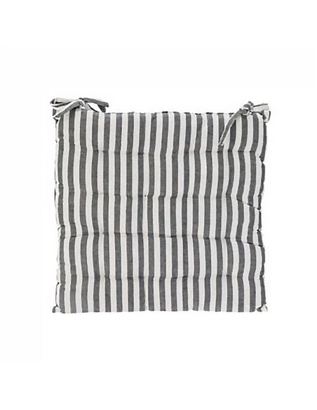 Μαξιλάρι καρέκλας με χοντρή ρίγα μαύρη από βαμβάκι 40x40εκ.