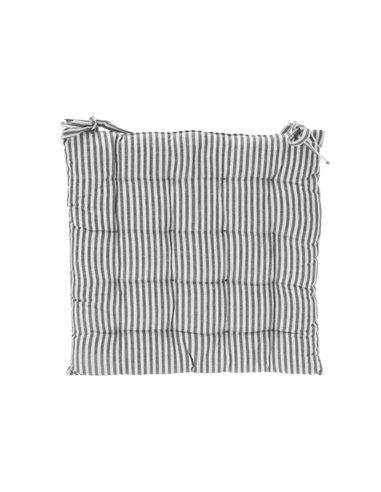 Μαξιλάρι καρέκλας με λεπτή ρίγα μαύρη από βαμβάκι 40x40εκ.