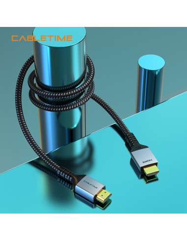 CABLETIME καλώδιο HDMI 2.1 CT-HM8K, 8K/60Hz, 48Gbps, 28AWG, 1m, μαύρο