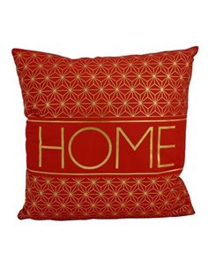 Μαξιλάρι διακοσμητικό βελουτέ "Home" κόκκινο 40x40εκ.