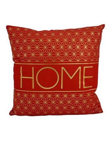 Μαξιλάρι διακοσμητικό βελουτέ "Home" κόκκινο 40x40εκ.
