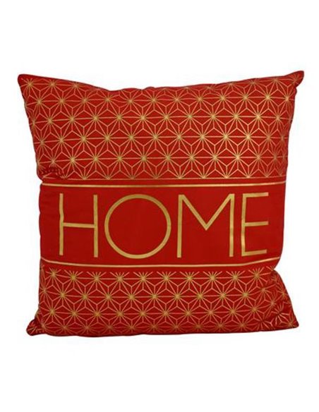 Μαξιλάρι διακοσμητικό βελουτέ "Home" κόκκινο 40x40εκ.