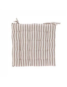 Μαξιλάρι καρέκλας με  χοντρή ρίγα καφέ από βαμβάκι 40x40εκ.