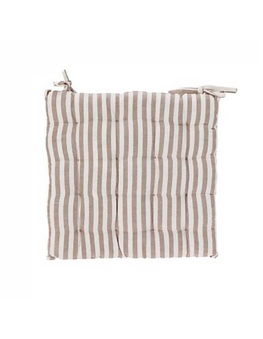 Μαξιλάρι καρέκλας με  χοντρή ρίγα καφέ από βαμβάκι 40x40εκ.