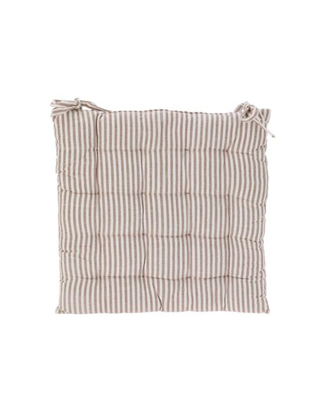 Μαξιλάρι καρέκλας με λεπτή ρίγα καφέ από βαμβάκι 40x40εκ.