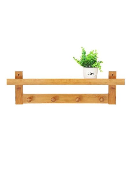 Κρεμάστρα επιτοίχια με ράφι Nextdeco από μπαμπού Υ18x59x11εκ.