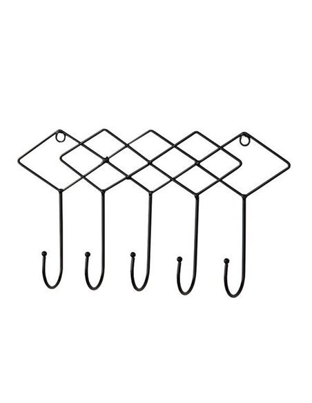 Κρεμάστρα τοίχου μεταλλική με ρόμβους μαύρη 30x4x17εκ.