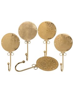 Κρεμάστρα μεταλλική χρυσή ethnic, κοκτέηλ 4 σχέδια Υ21x10,5εκ.