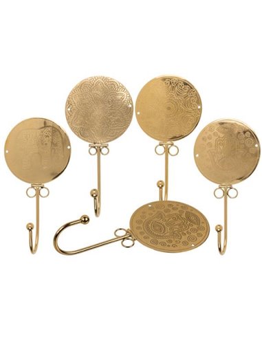 Κρεμάστρα μεταλλική χρυσή ethnic, κοκτέηλ 4 σχέδια Υ21x10,5εκ.