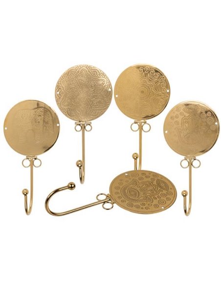 Κρεμάστρα μεταλλική χρυσή ethnic, κοκτέηλ 4 σχέδια Υ21x10,5εκ.