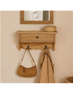 Κρεμάστρα επιτοίχια με συρτάρι Nextdeco ανακυκλωμένο ξύλο mahoni Υ25,5xM46xΠ12εκ