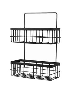 Επιτοίχιο καλάθι, μαύρο, μεταλλικό, Υ35x25x10 εκ. βάθος, 2 θέσεις