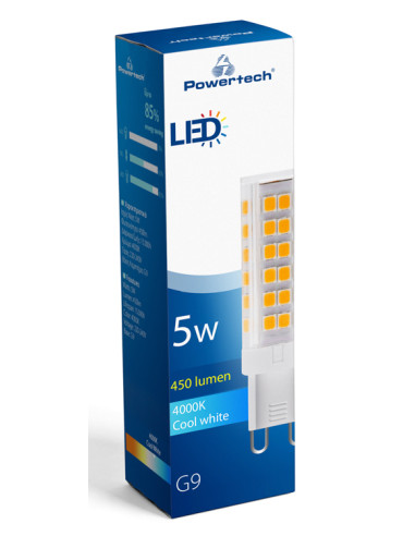 POWERTECH LED λάμπα G9-0001 5W, 4000K, G9, 450lm, RC