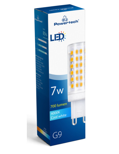 POWERTECH LED λάμπα G9-0002 7W, 4000K, G9, 700lm, RC