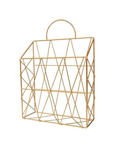 Επιτοίχιο καλάθι μεταλλικό χρυσό 25x10xΥ38εκ.
