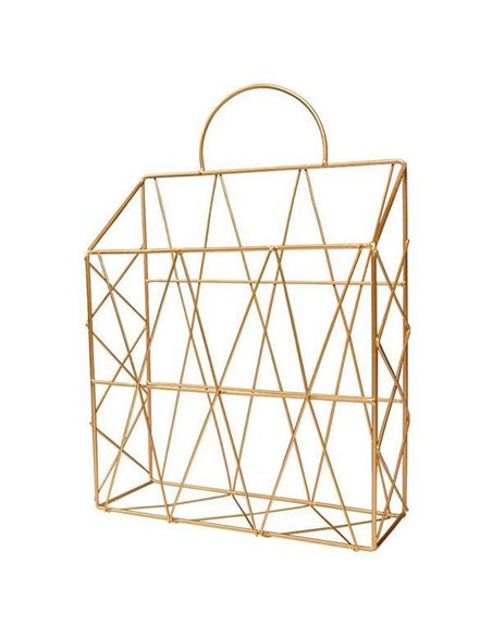 Επιτοίχιο καλάθι μεταλλικό χρυσό 25x10xΥ38εκ.