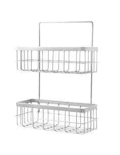 Επιτοίχιο καλάθι, λευκό, μεταλλικό, Υ35x25x10 εκ. βάθος, 2 θέσεις