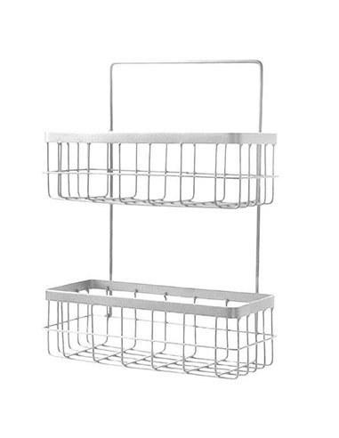 Επιτοίχιο καλάθι, λευκό, μεταλλικό, Υ35x25x10 εκ. βάθος, 2 θέσεις