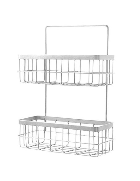 Επιτοίχιο καλάθι, λευκό, μεταλλικό, Υ35x25x10 εκ. βάθος, 2 θέσεις