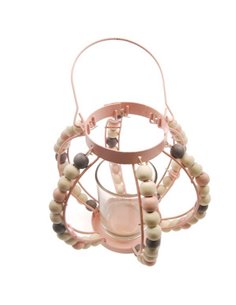 Διακοσμητικό κηροπήγιο ξύλινο ροζ 15x15x12εκ.