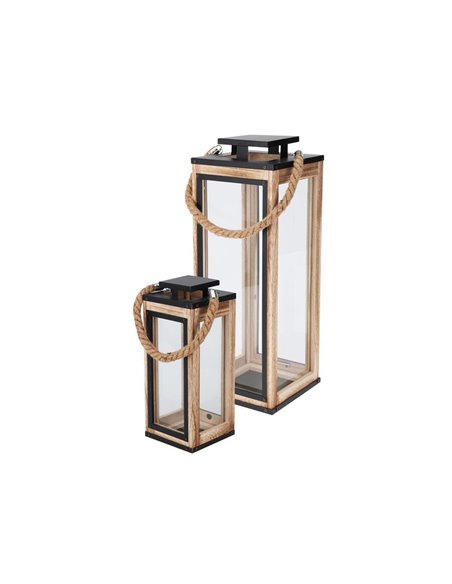 Φανάρια ξύλινα σετ 2 τμχ 32εκ. - 50εκ.