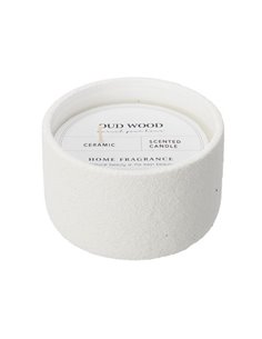 Κερί αρωματικό σε κεραμικό βαζάκι 390γρ. Ø12xY7εκ. λευκό/oud wood