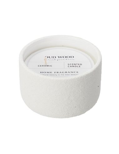 Κερί αρωματικό σε κεραμικό βαζάκι 390γρ. Ø12xY7εκ. λευκό/oud wood
